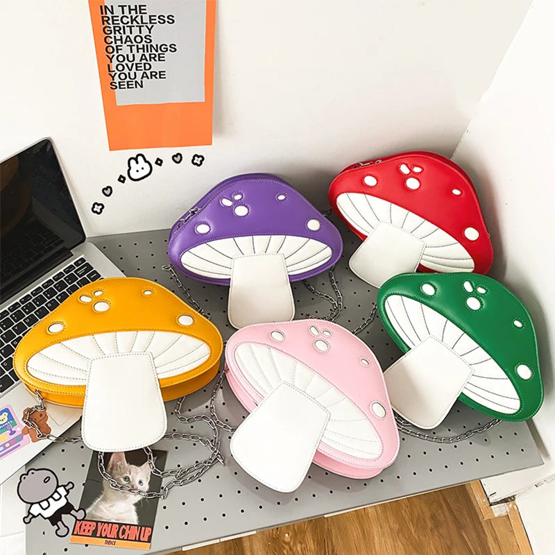 Cartoon Mushroom Chain Shoulder Bag for Women