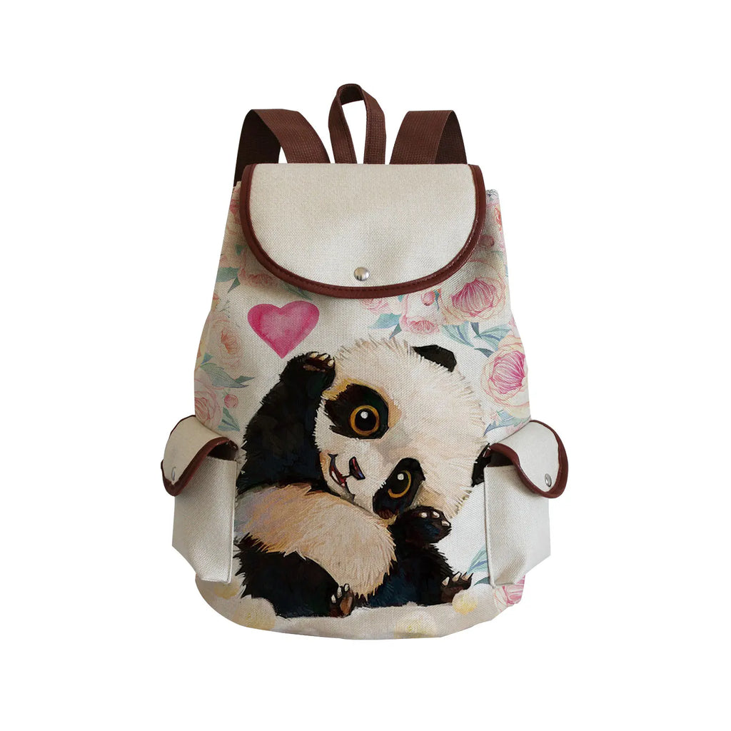 Cartoon Panda Print Backpack High Capacity Women Backpack