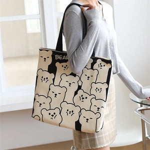 Cartoon Pattern Canvas Bag Casual Large Capacity Women's Tote Bag