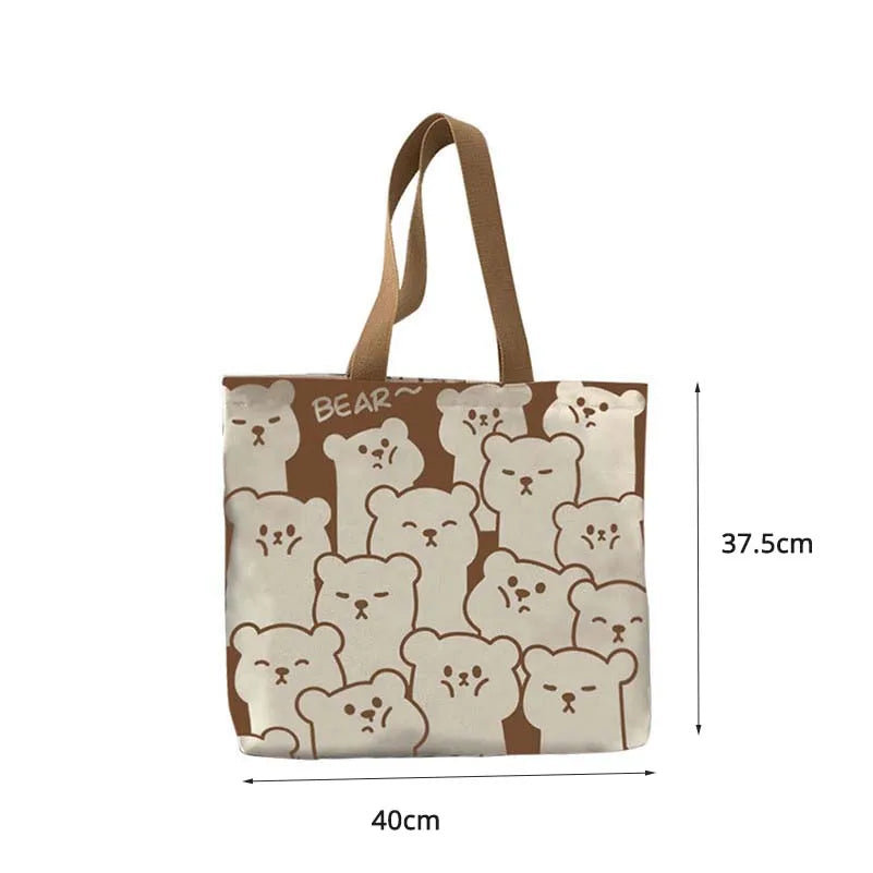Cartoon Pattern Canvas Bag Casual Large Capacity Women's Tote Bag