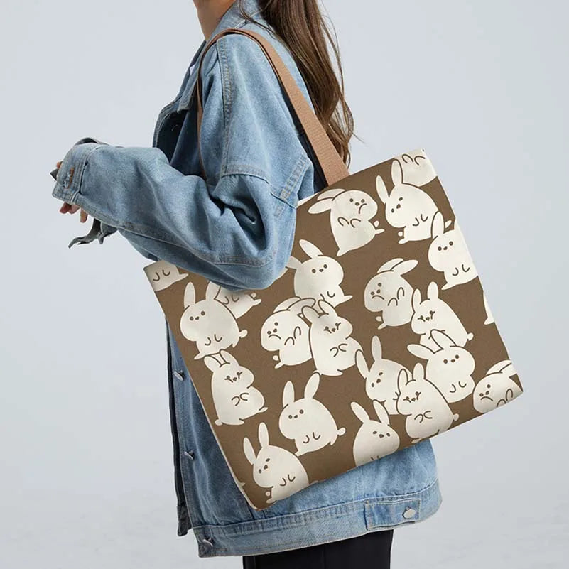 Cartoon Pattern Canvas Bag Casual Large Capacity Women's Tote Bag