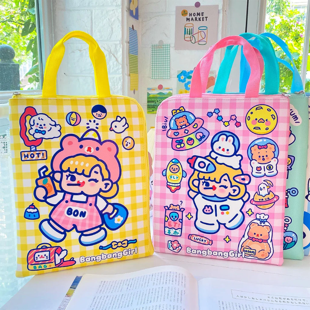 Cartoon Pattern Lolita Portable File Bag Schoolbag Preppy Style Girlish