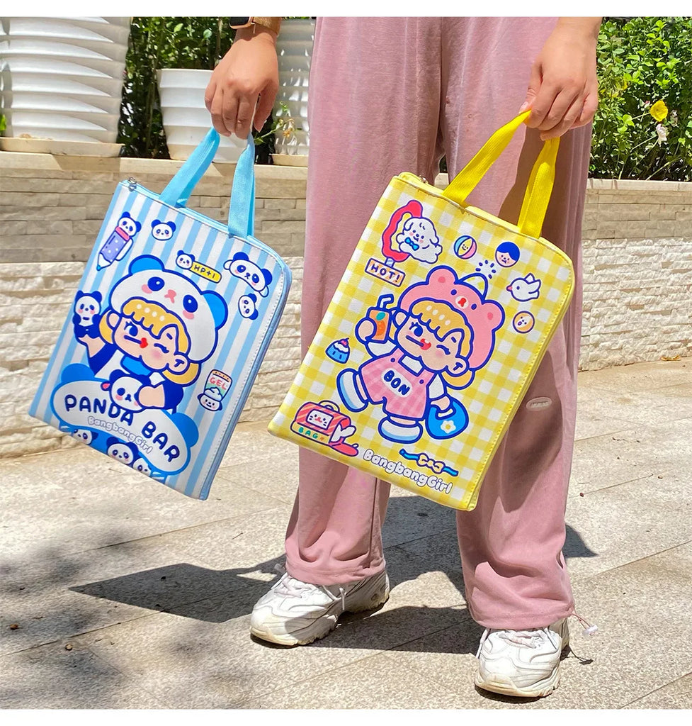 Cartoon Pattern Lolita Portable File Bag Schoolbag Preppy Style Girlish