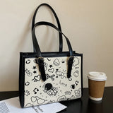 Cartoon Pattern Shoulder Bag for Women Stylish Graffiti Purses