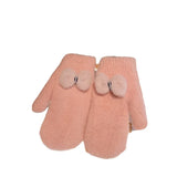 Cartoon Plush Riding Gloves for Women Winter Thickening Warm Mittens
