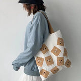 Cartoon Print Casual Handbag Tote Bag Women Canvas Shoulder Bag