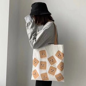 Cartoon Print Ladies Casual Handbag Tote Bag Canvas Shoulder Bag