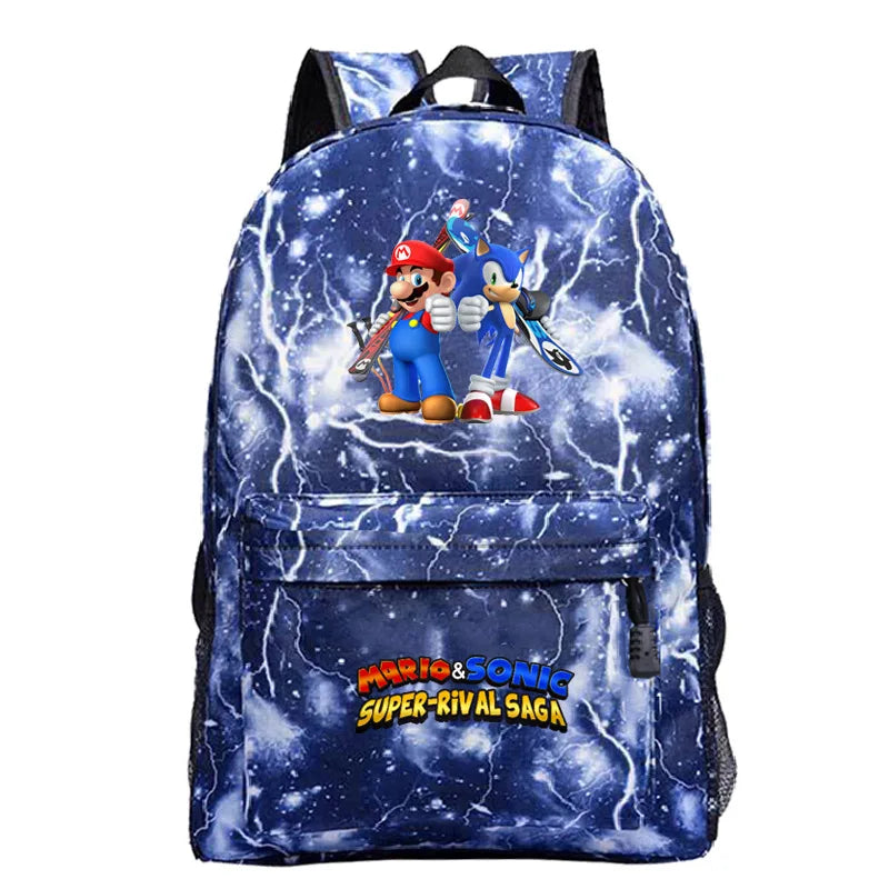 Cartoon Print School Bag Teen Boys Girls Backpack Daily Travel Bag
