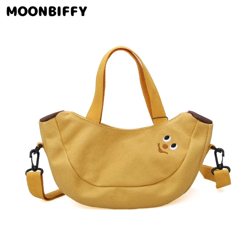 Embroidered Banana Canvas Tote Bag for Women