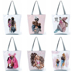 Cartoon Mama Print Tote Bag Eco Reusable Shoulder Bags