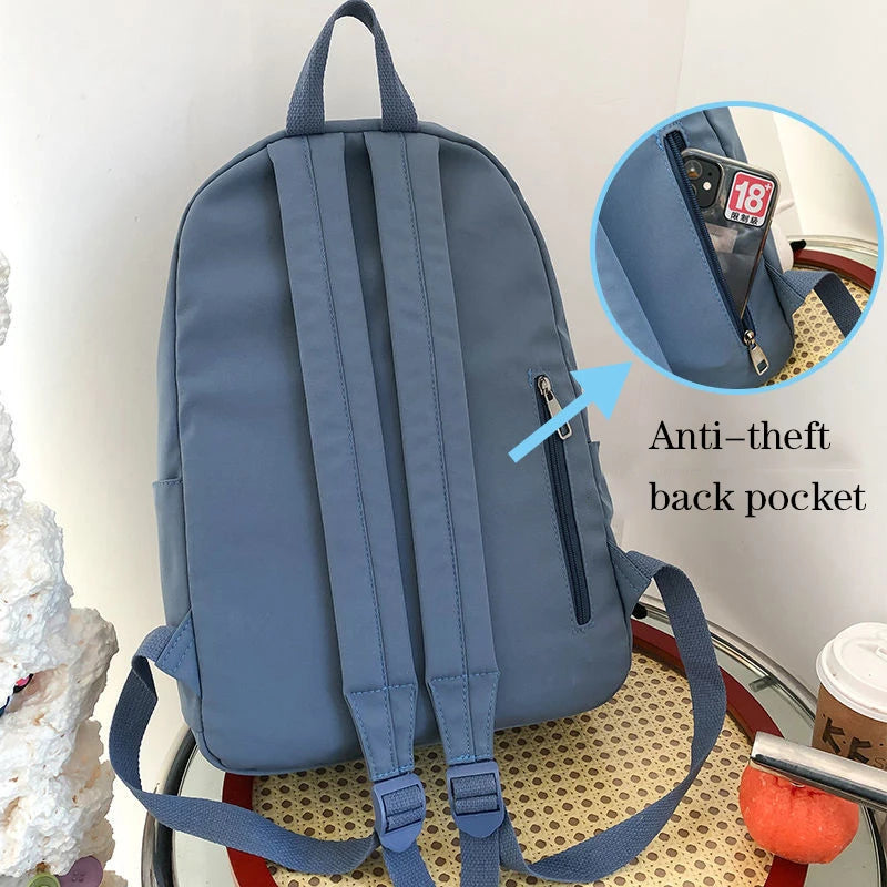 Cartoon Teen Backpack for Girls Student Nylon Middle School Bags High SchoolBag