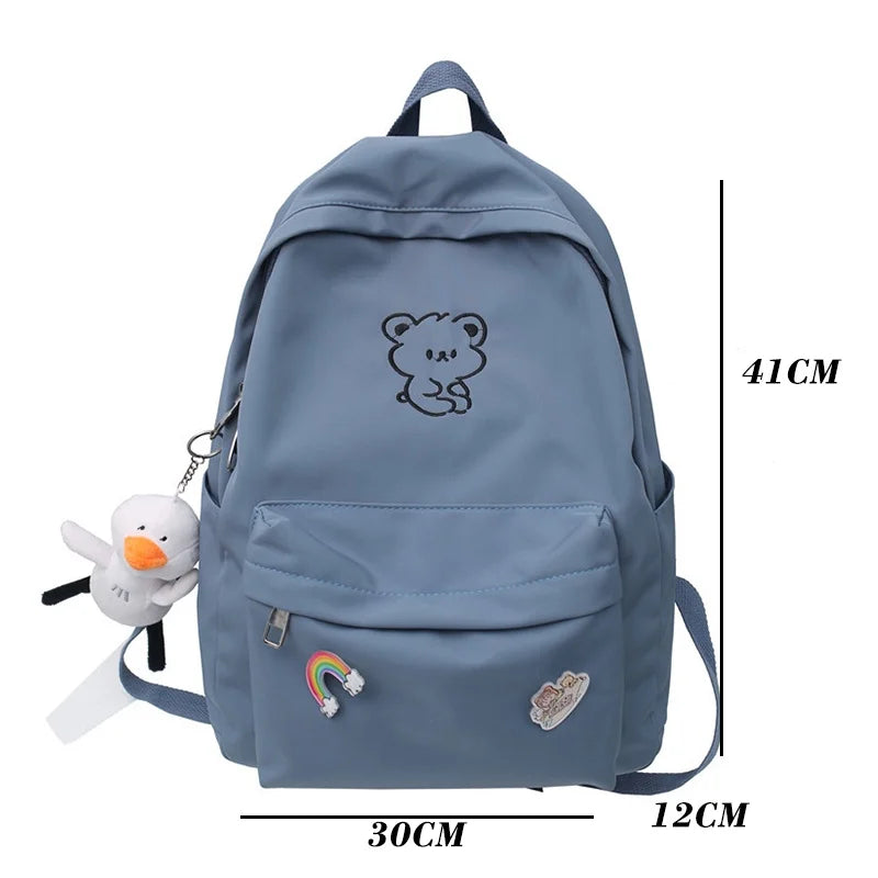 Cartoon Teen Backpack for Girls Student Nylon Middle School Bags High SchoolBag