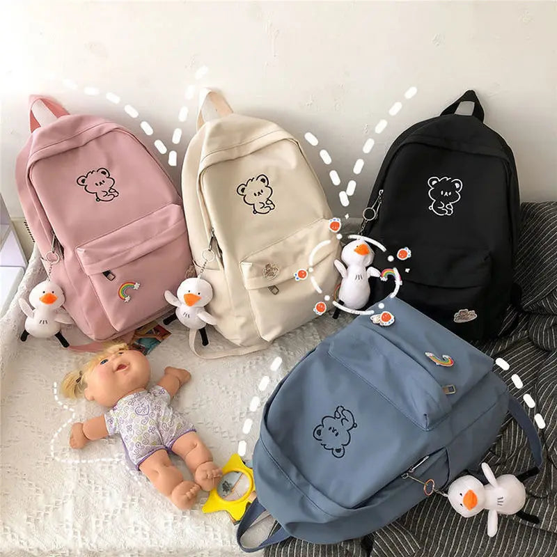 Cartoon Teen Backpack for Girls Student Nylon Middle School Bags High SchoolBag