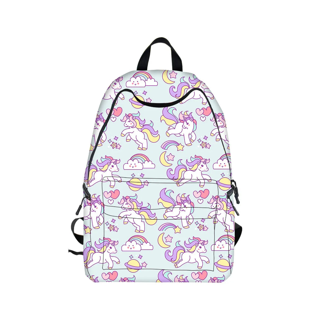 Cartoon Unicorn Printed Backpack School Bags for Girls