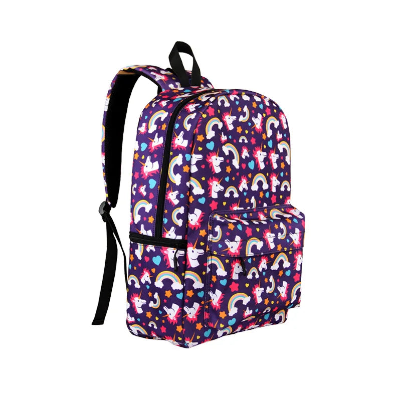 Cartoon Unicorn Printed Backpack School Bags for Girls