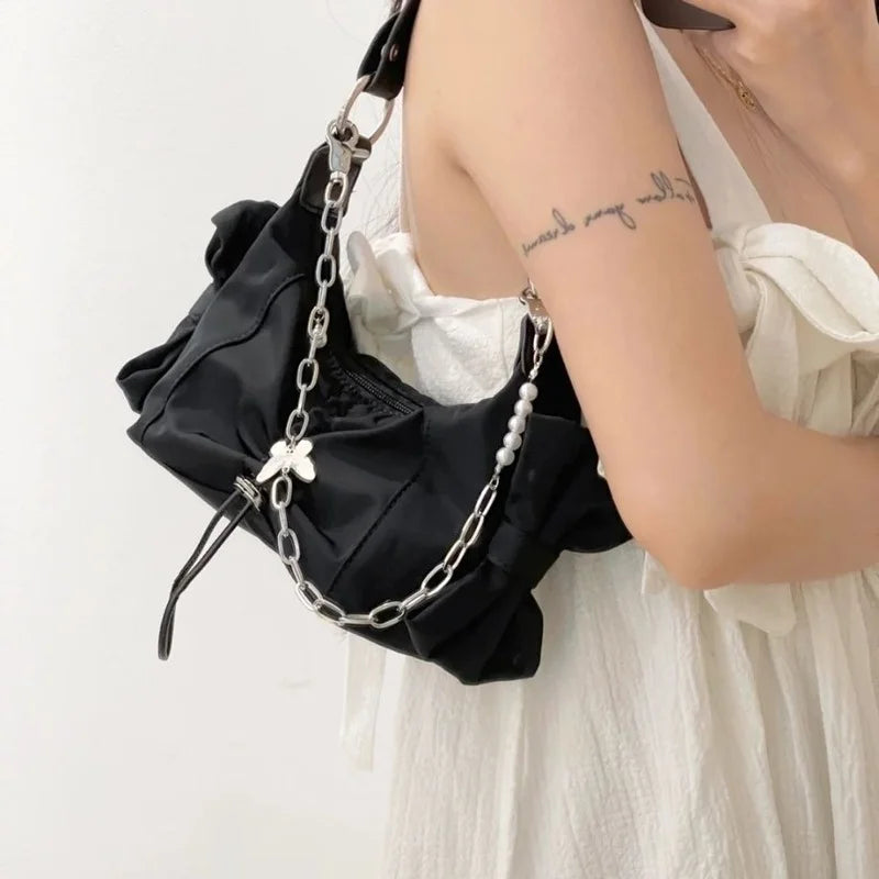 Casual Nylon Butterfly Bow Underarm Bag