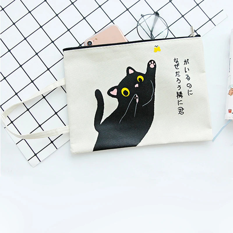 Cat A4 Document Bags Canvas Tote Briefcase