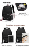 Cat Cartoon Students Backpacks Large Capacity School Bag With USB Charging