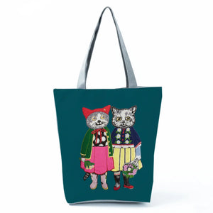 Cat Creen Women's Casual Tote Cartoon Animation Eco Friendly Shopping Bag