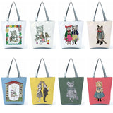 Cat Creen Women's Casual Tote Cartoon Animation Eco Friendly Shopping Bag
