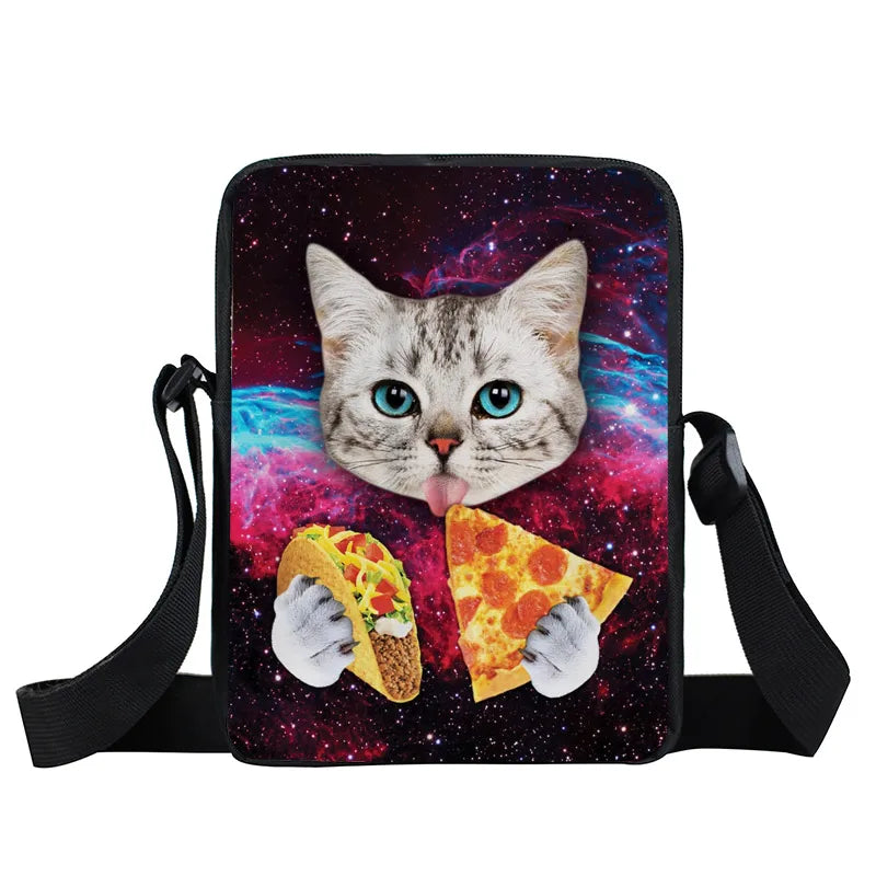 Cat Print Messenger Bag Women Handbag Girl Travel Storage Bags Lady Shoulder Bag