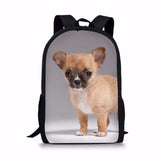 Chihuahua Dog Print Kids School Backpack Bookbag Mochilas Escolares