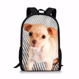 Chihuahua Dog Print Kids School Backpack Bookbag Mochilas Escolares