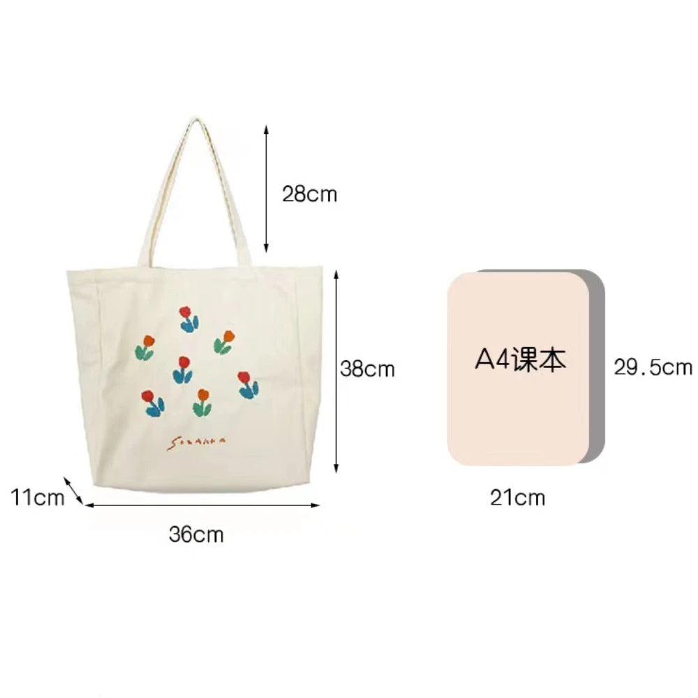 Casual Canvas Shoulder Bag for Women Large Capacity Shopping