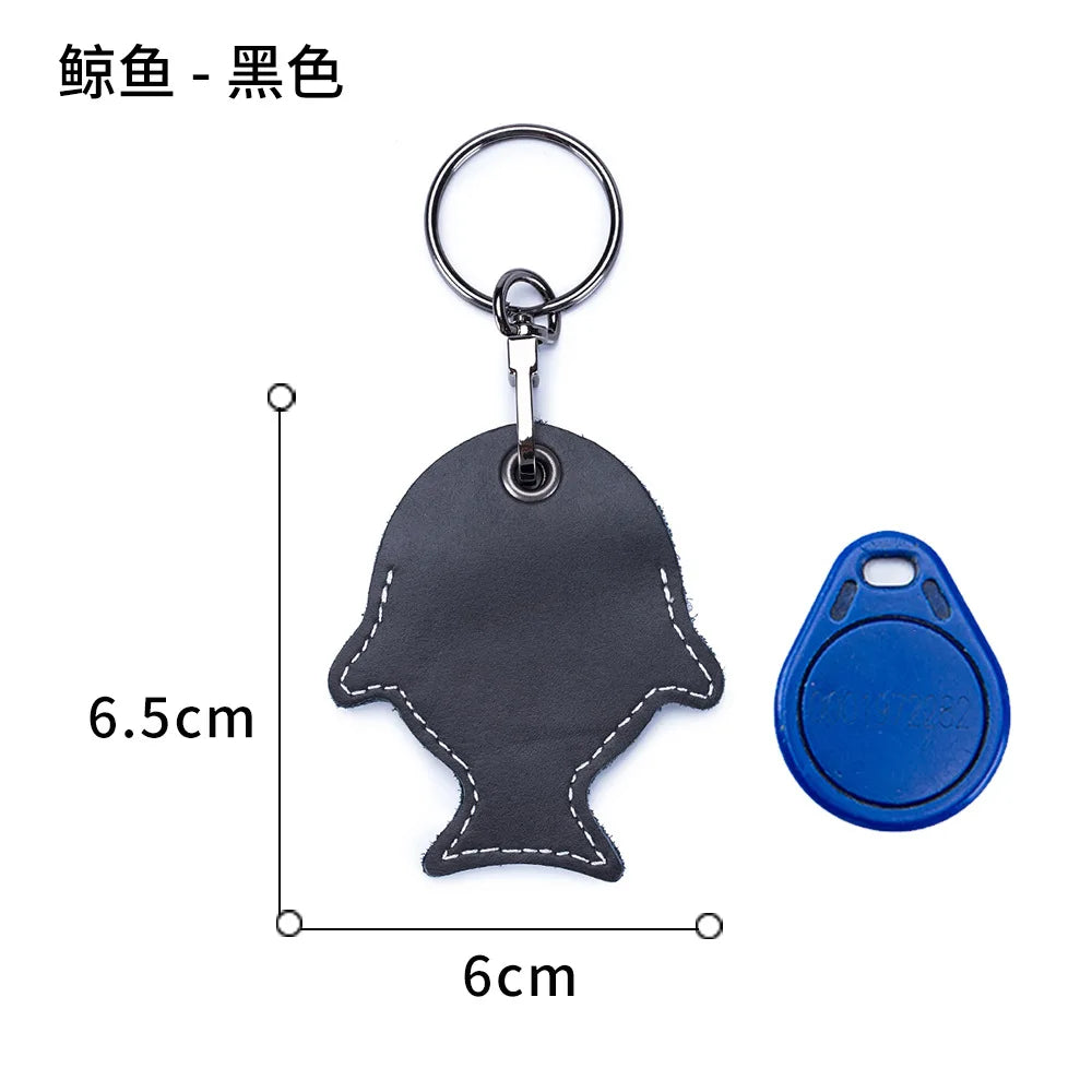 Fish Shape Split Second Layer Cow Leather Key Tag Holder