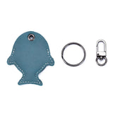 Fish Shape Split Second Layer Cow Leather Key Tag Holder