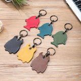 Fish Shape Split Second Layer Cow Leather Key Tag Holder