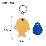 Fish Shape Split Second Layer Cow Leather Key Tag Holder