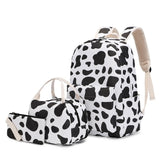 Cow Print School Backpack for Teens Laptop Daypack Set