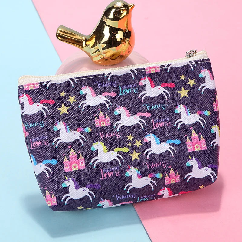 Cartoon Unicorn Kids Coin Purse Earphone Key Coin Bag Women Wallet