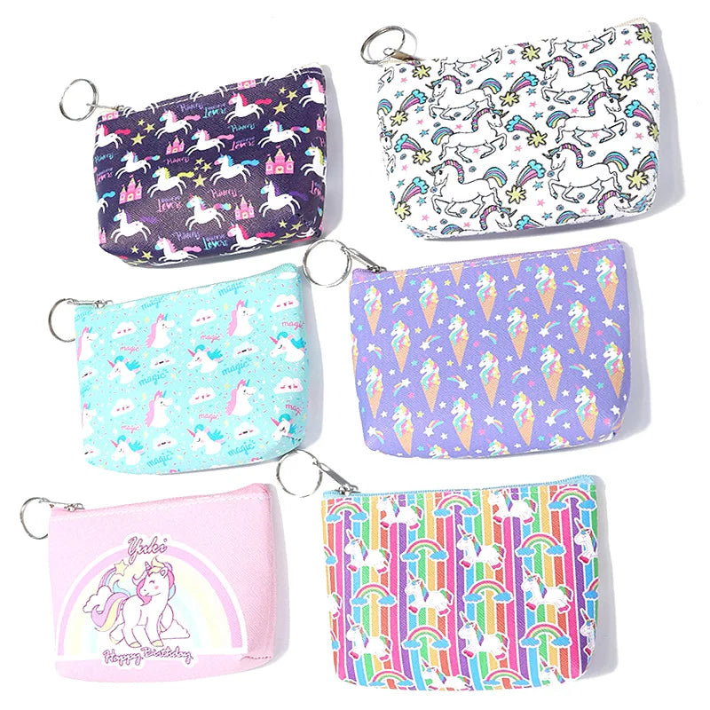 Cartoon Unicorn Kids Coin Purse Earphone Key Coin Bag Women Wallet