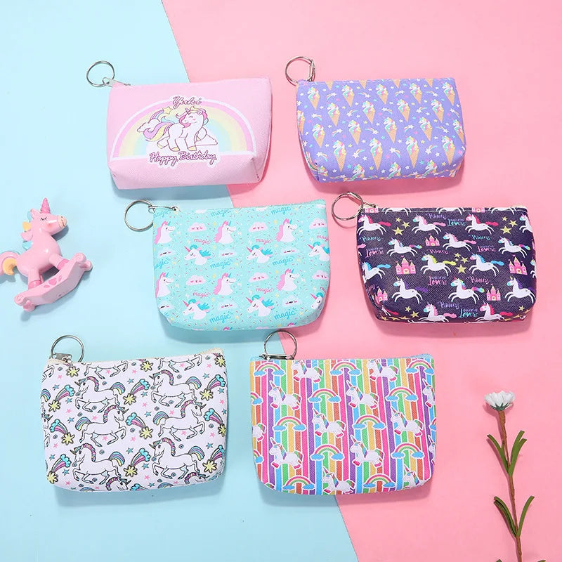 Cartoon Unicorn Kids Coin Purse Earphone Key Coin Bag Women Wallet