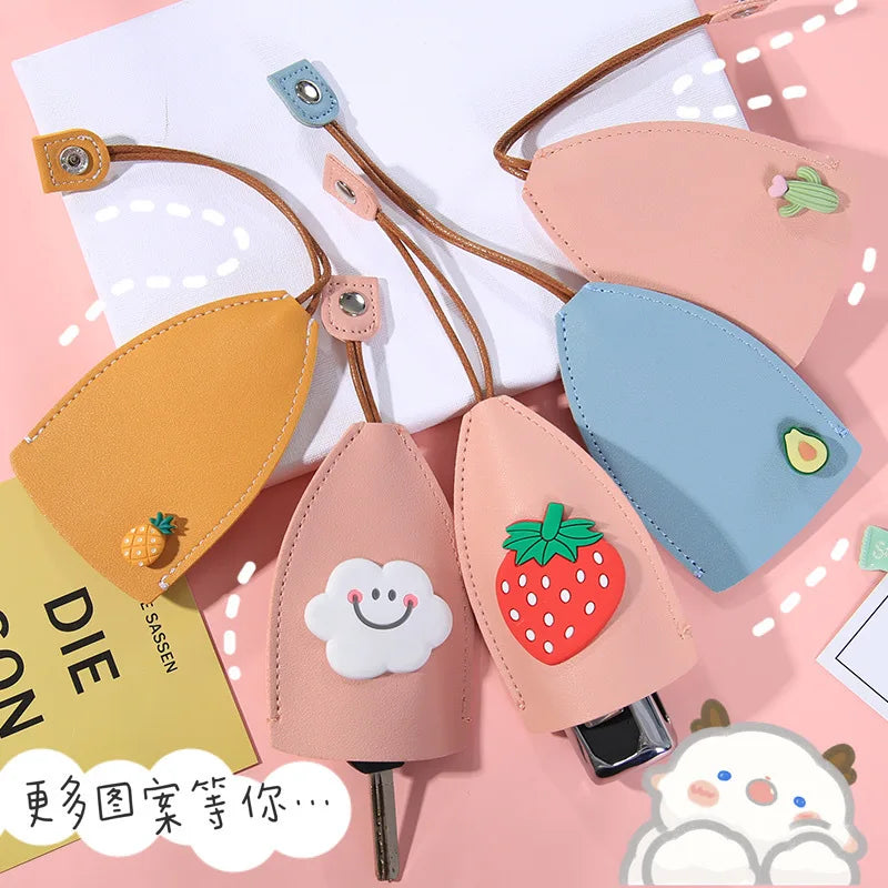 Cute Cartoon Leather Keychain Pouch
