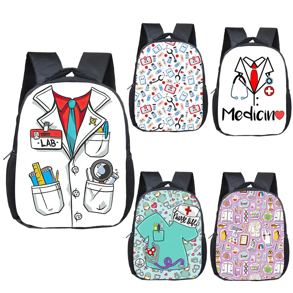 Doctor Nurse Uniform Print Backpack School Bags for Kids