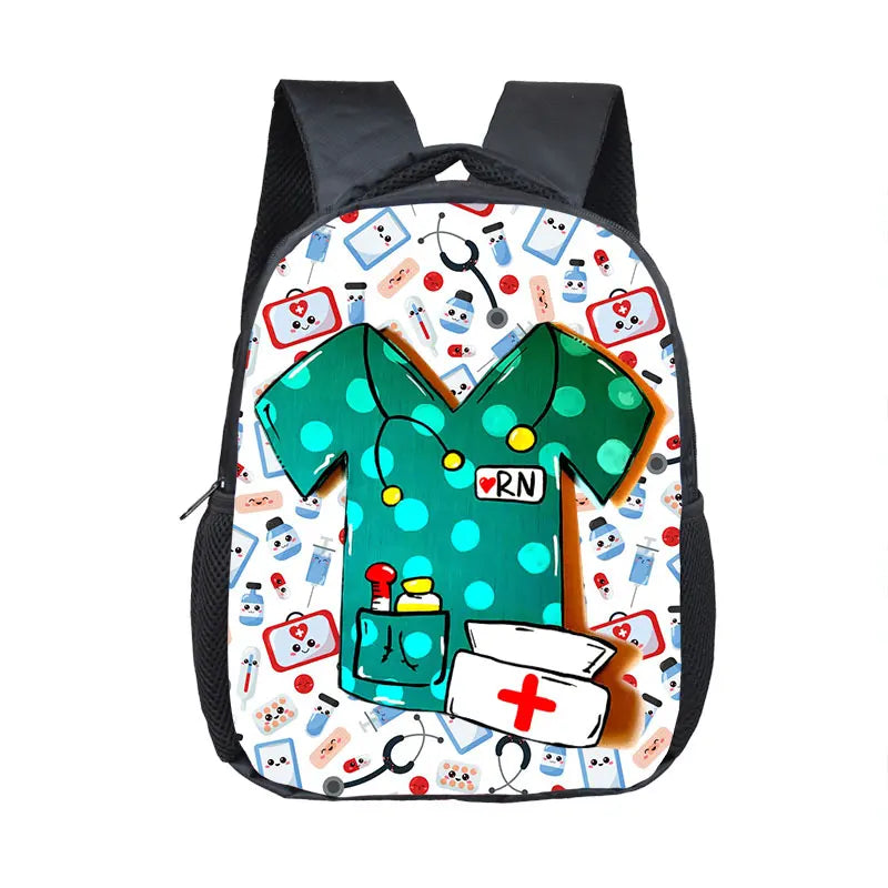 Doctor Nurse Uniform Print Backpack School Bags for Kids