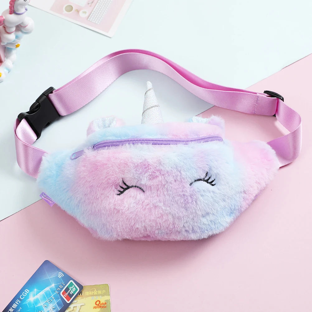 Cartoon Plush Waist Bag Kids Fanny Pack Women Belt Bag