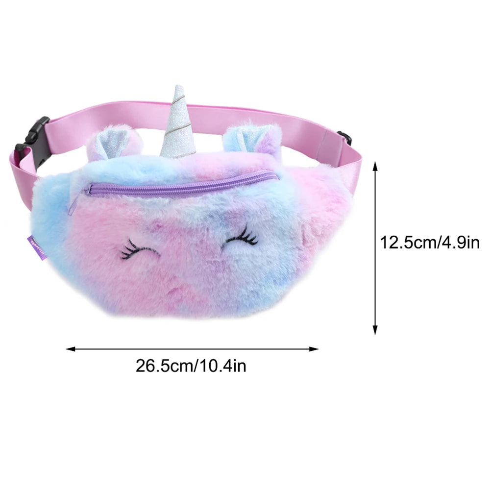 Cartoon Plush Waist Bag Kids Fanny Pack Women Belt Bag