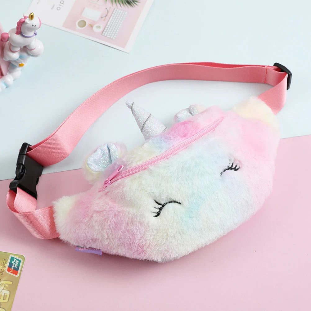 Cartoon Plush Waist Bag Kids Fanny Pack Women Belt Bag