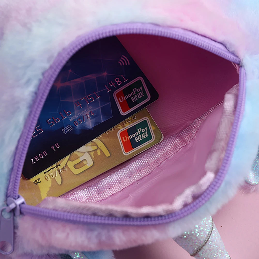 Cartoon Plush Waist Bag Kids Fanny Pack Women Belt Bag