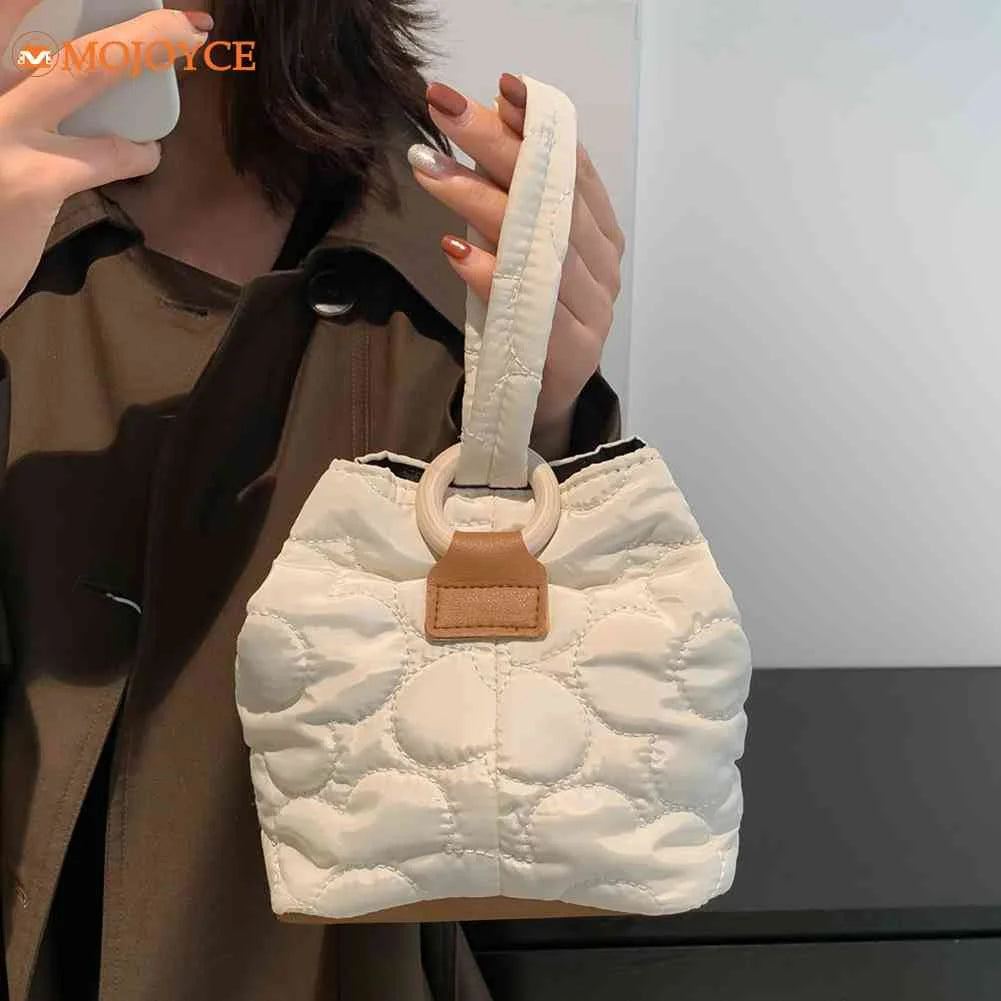 Flower Pattern Bucket Bag Women?s Handbag Purse Cotton Pad Small Tote Bag