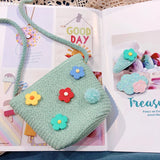 Flower Straw Bucket Bag Women Shoulder Messenger Woven Beach Travel Mini Purse