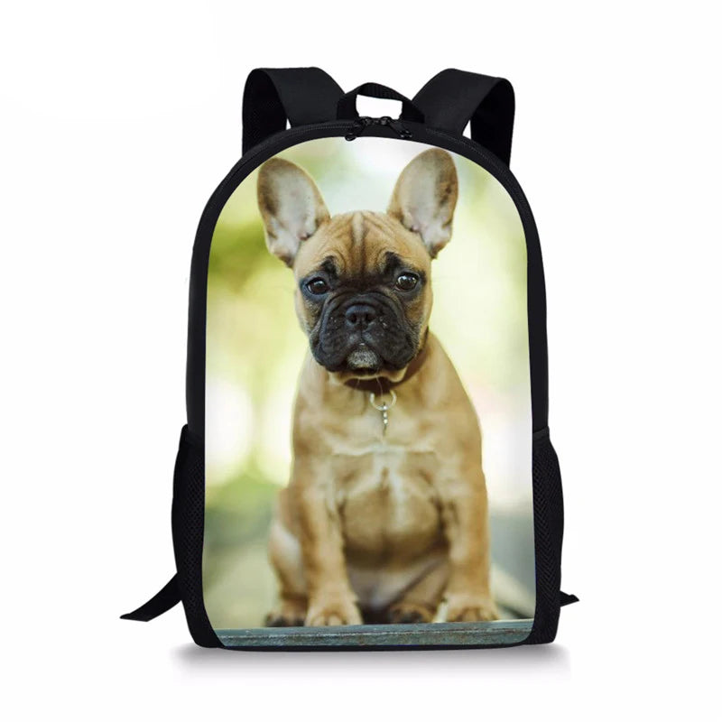 French Bulldog 3D Print School Bags for Boys Girls