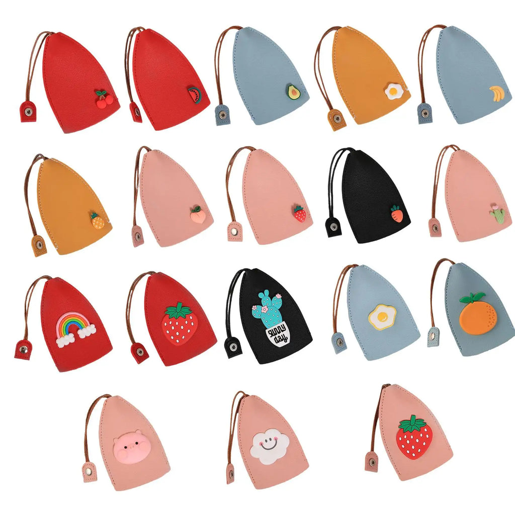Fruit Cartoon Key Bag Mini Compact PU Leather Key Wallets Girls Key Holder Case