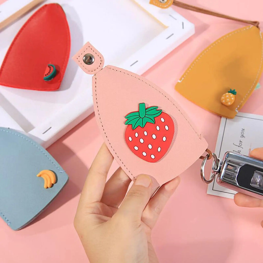 Fruit Cartoon Key Bag Mini Compact PU Leather Key Wallets Girls Key Holder Case