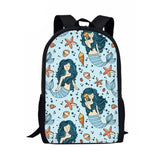 Coral Mermaid Prints Chidlren Book Bagpack Teenager Rucksack