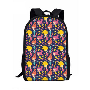 Coral Mermaid Prints Chidlren Book Bagpack Teenager Rucksack